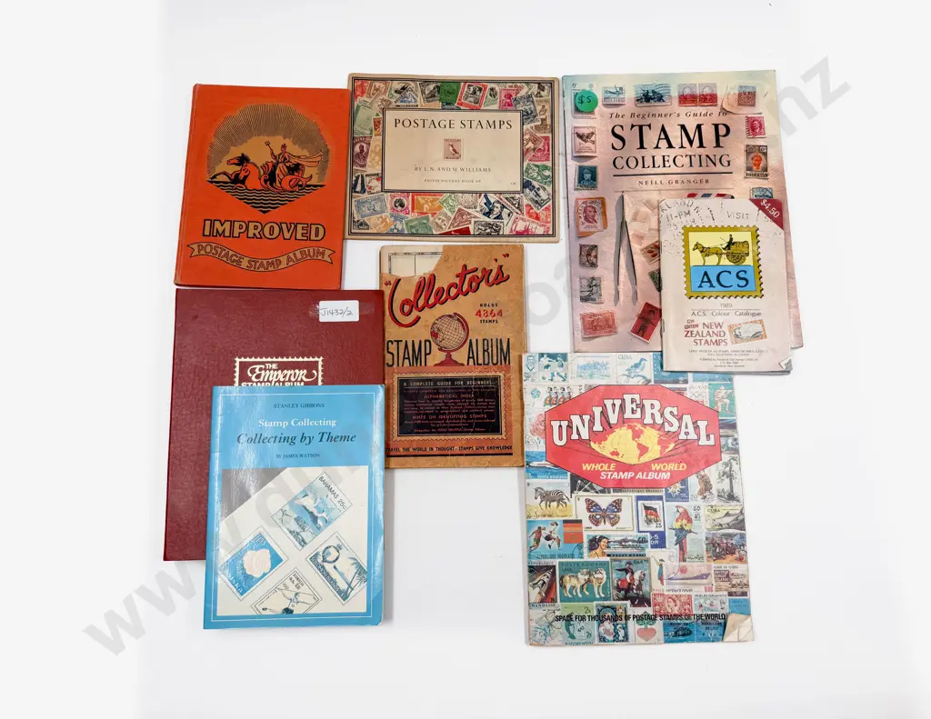 Three Vintage World Stamp Albums with NZ (few stamps) and Stamp Reference Image 1++