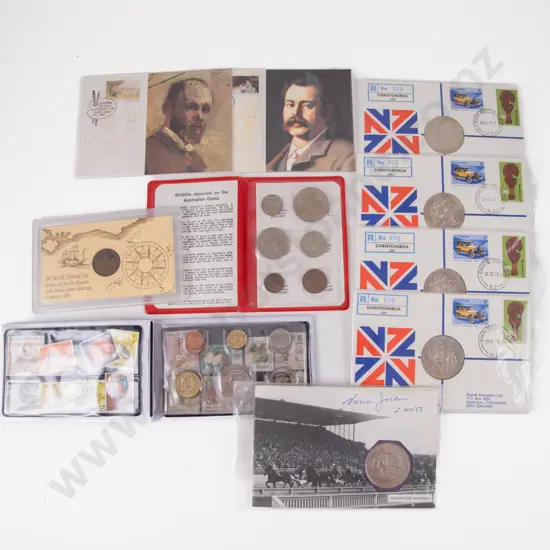 NZ Commemorative $1 on FDC Envelope x5 with AU FDC x2 Token and Two Coin Folders