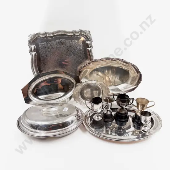 Quantity of Assorted S/P Entree Dishes & Trays together with Small Assortment of Trophies