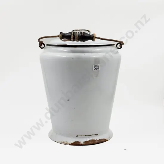 Vintage Enamel Lidded Bucket