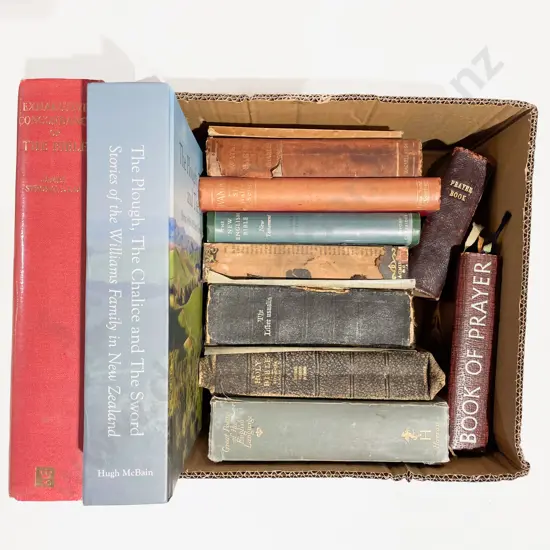 Boxed of Assorted Books Including Bible & Prayer Books Etc