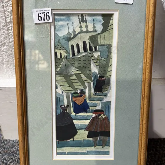 Unknown Artist - Peruvian Street Scene - Watercolour