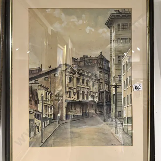 Roland Vaughan - Street Scene - Watercolour