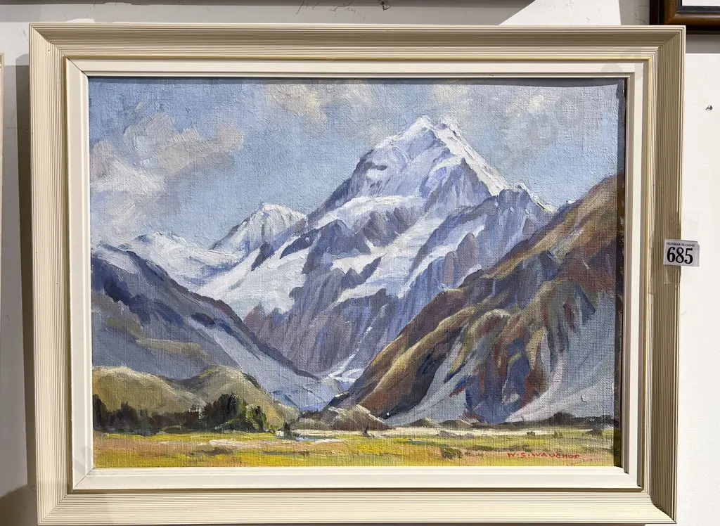 W.S. Wauchop - Mt Cook - Oil on Canvas Board Image 1++