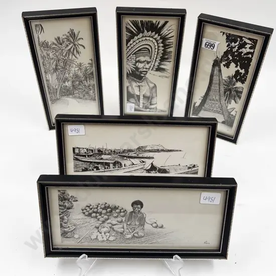 Set of Five Prints Depicting Papua New Guinea