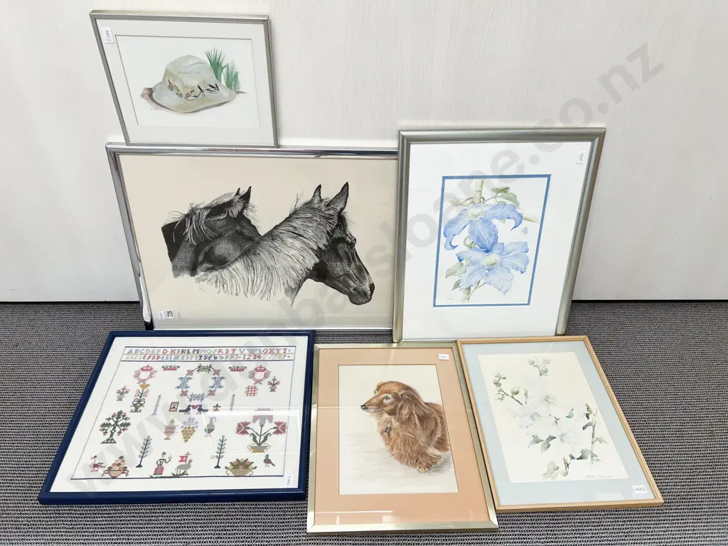 Six Assorted Framed Prints & Originals Image 1++