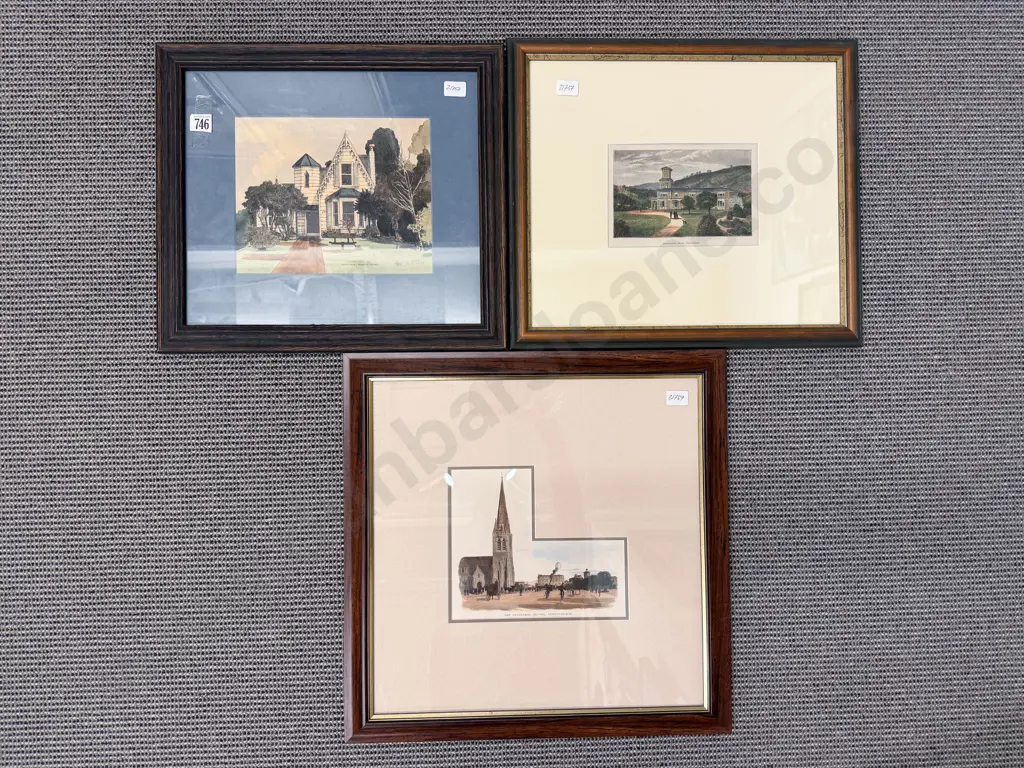 Two NZ Historical Architectural Prints with Peter G. Leitch Print Image 1++