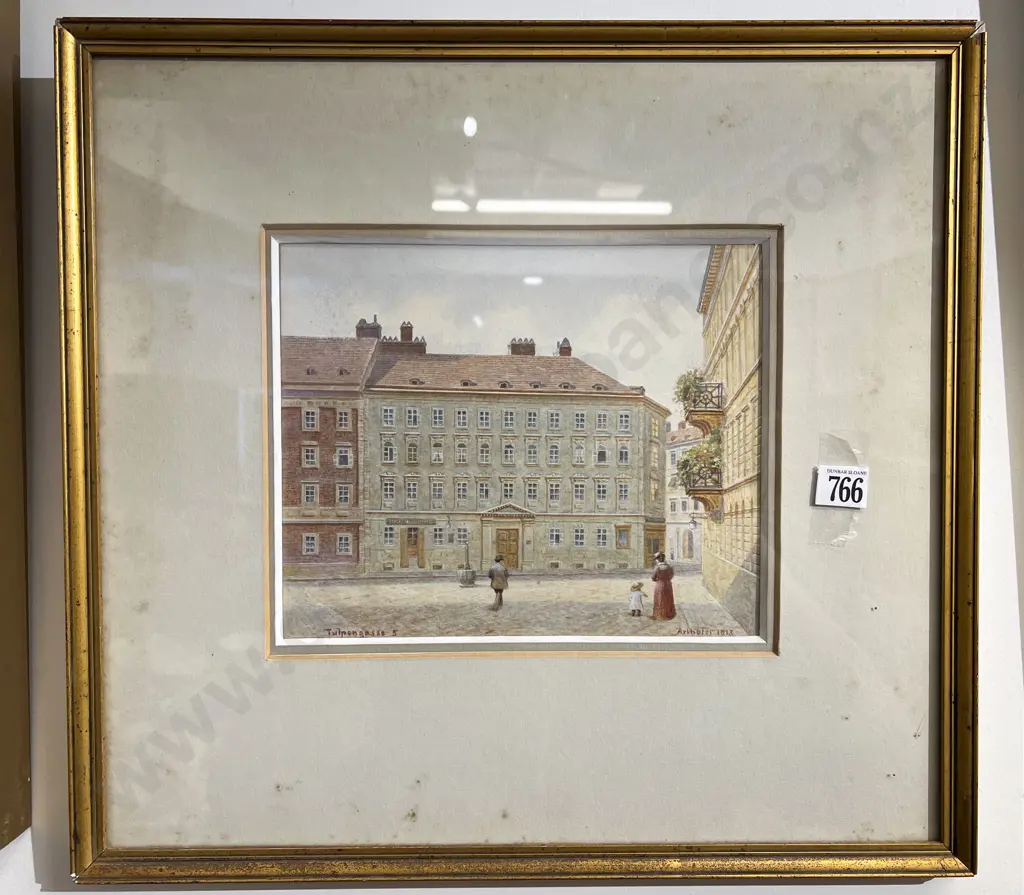 Indistinctly Signed - European Street Scene - Watercolour Image 1++