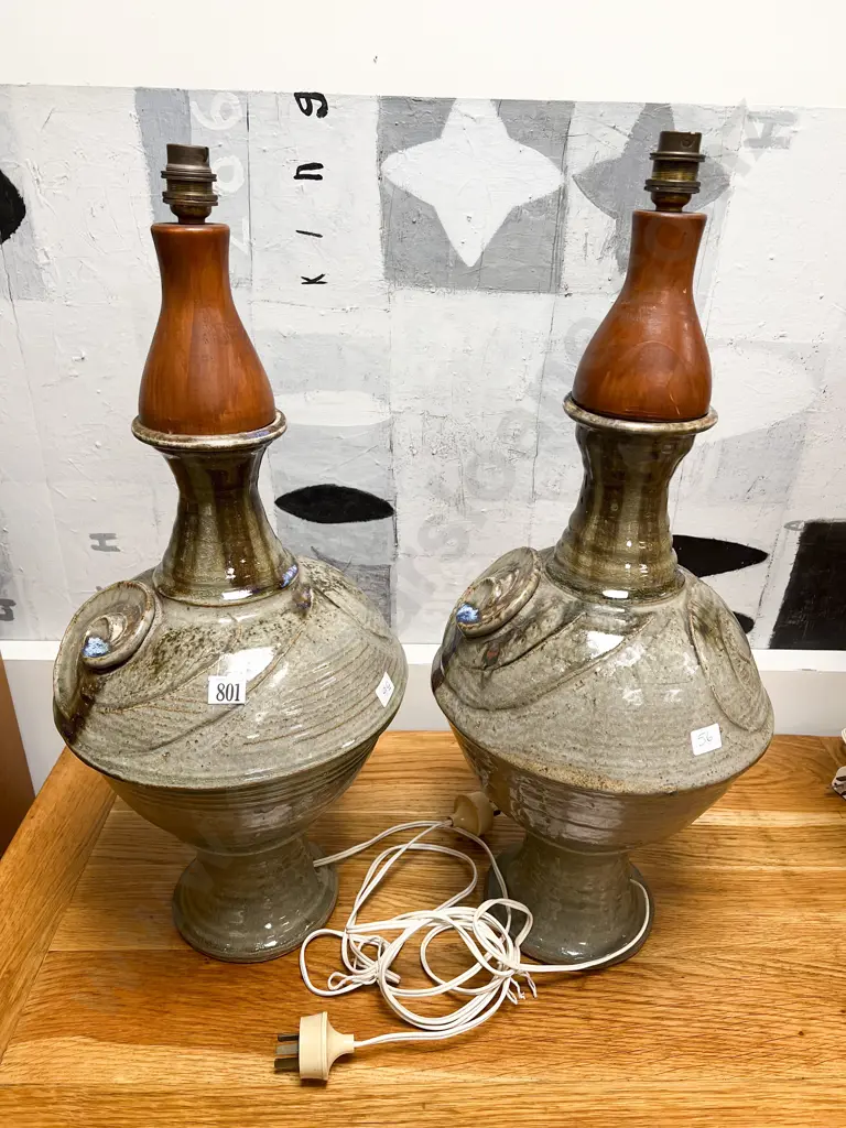 Pair of Pottery Form Table Lamps Image 1++