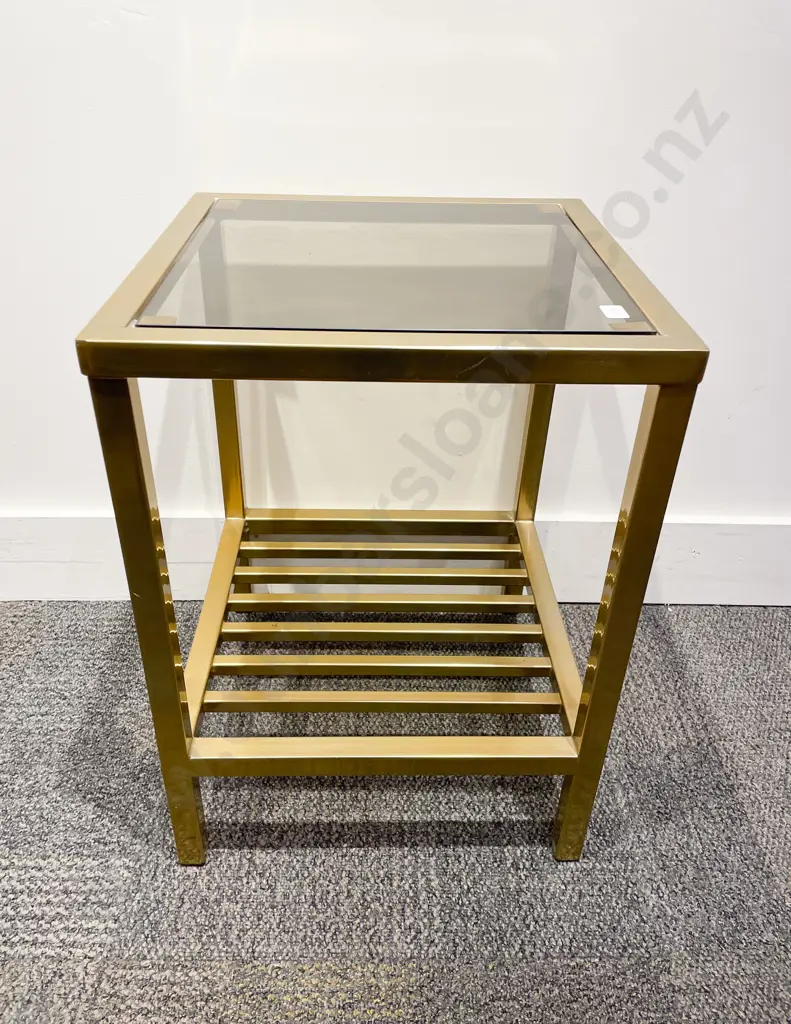 Brass & Smoked Glass Coffee Table Image 1++