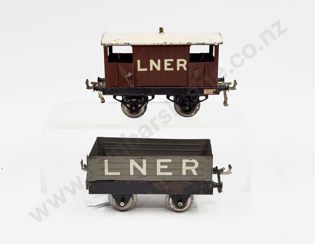 Hornby Series LNER No1 Brake Van and Early Meccano Marked Open Wagon Image 1++