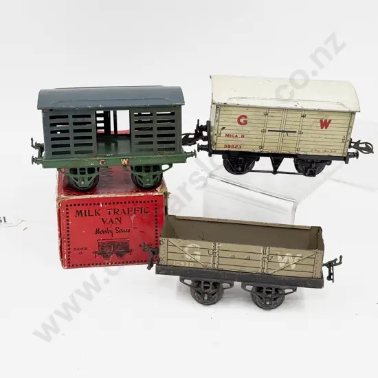 Part Boxed Hornby Series Two GW No1 Milk Traffic Van No1 Open Wagon and Goods Van