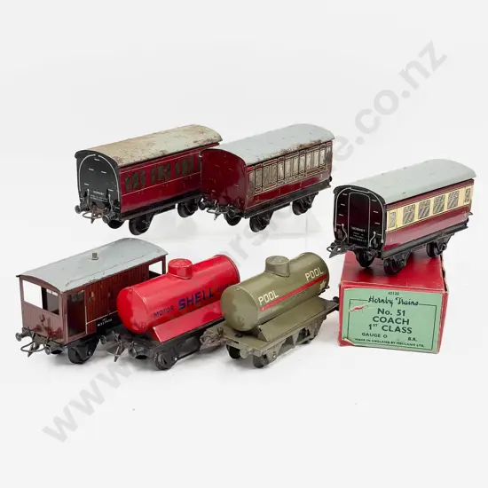 Hornby Three Assorted Passenger Coaches with Two Tank Wagons and Brake Van
