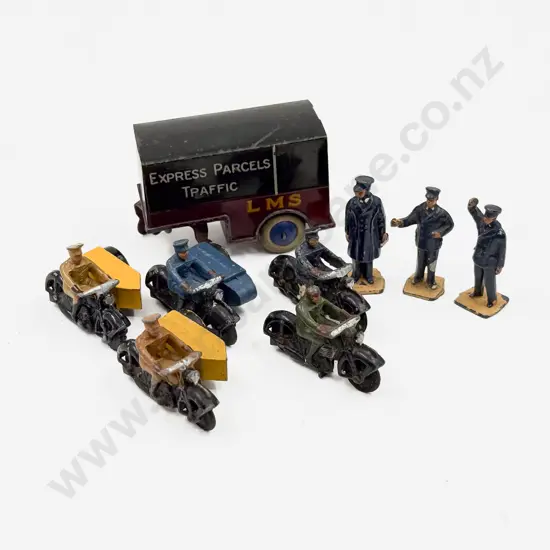 Meccano Dinky AA Motorcycle Patrol x3 Motorcycle Rider x2 with 3 Station Figures and Mechanical Horse
