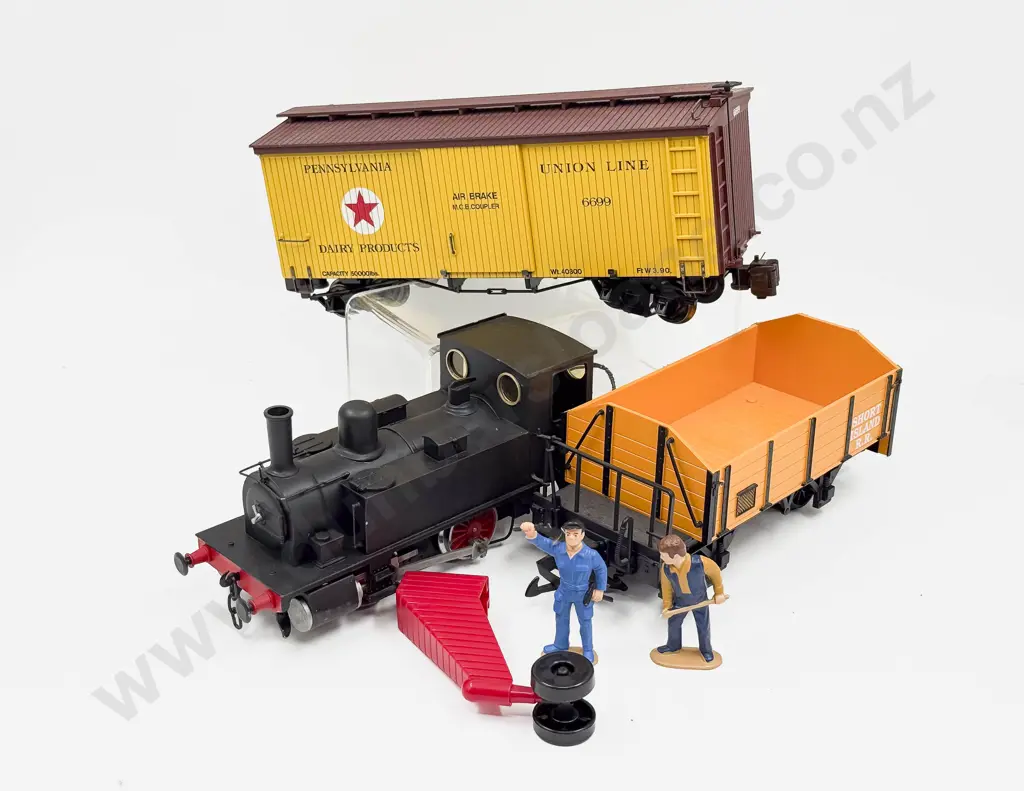 LGB/Playmobil Gauge 1/G Scale Tank Locomotive 0-4-0 with LGB Trailer and Box Car Image 1++