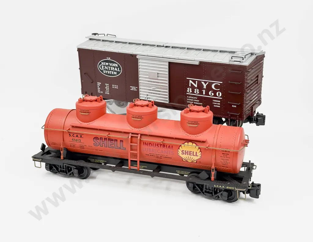Aristo Craft Trains and Other Gauge 1/G Scale Shell Tank with Two Box Cars and Open Wagon Image 1++