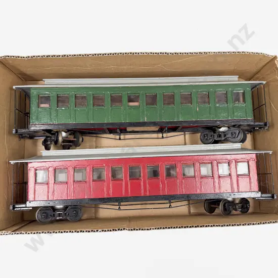 Ken Cassells Scratch Built O Gauge Vintage NZ Railway Two Passenger Coaches