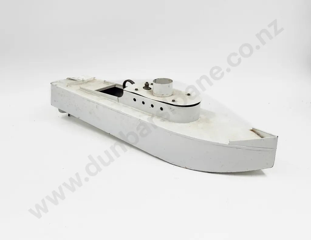 Scratch Built Live Steam Powered Launch Boat all White Enamel Painted Tinplate Image 1++