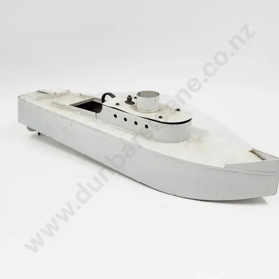 Scratch Built Live Steam Powered Launch Boat all White Enamel Painted Tinplate