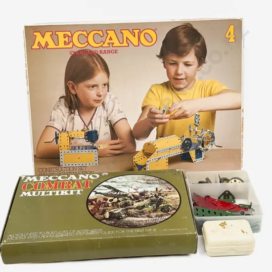 Meccano Boxed No4 Standard Range Set Combat Multikit Set and Small Qty Vintage Meccano