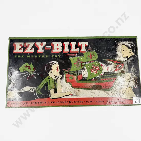 Post-War Ezy-Bilt The Master Toy Made in Australia Construction Set 6 in Tin Box