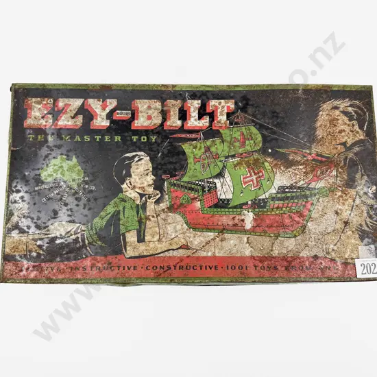 Post-War Ezy-Bilt Tin Box No7 with Contents Instruction Book Sets 6 7 & 8 and 1 to 5