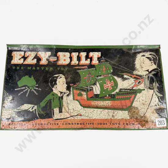 Post-War Ezy-Bilt Tin Box No8 with Contents Instruction Book Sets 6 7 & 8