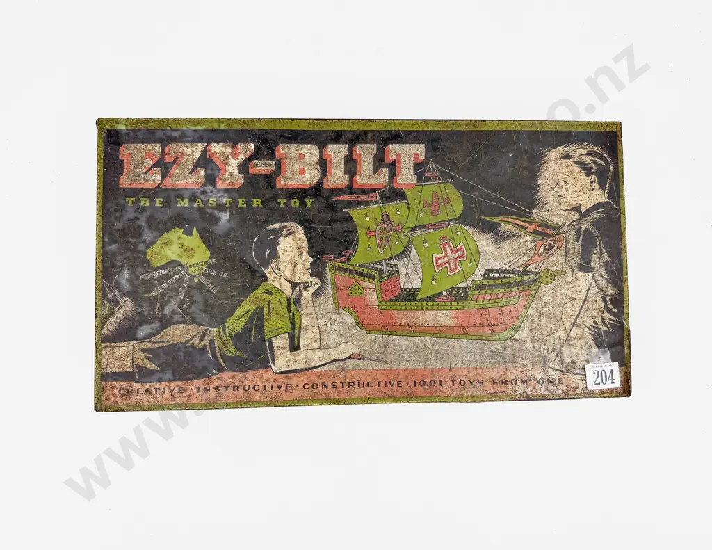 Post-War Ezy-Bilt Tin Box No7 with Contents Image 1++