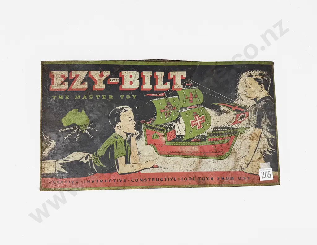 Post-War Ezy-Bilt Tin Box No6 with Contents and Part Instruction Booklet Image 1++