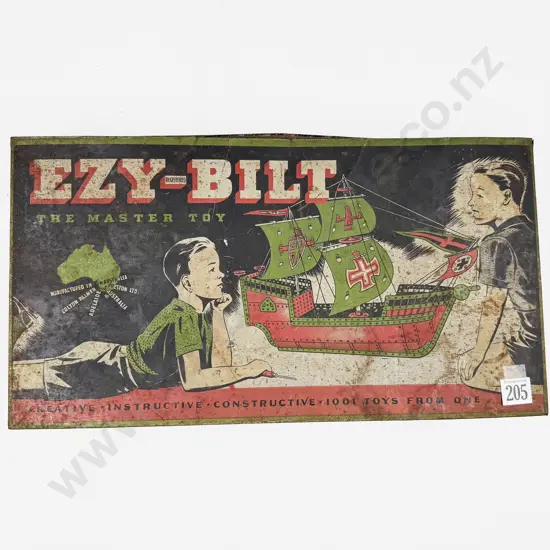 Post-War Ezy-Bilt Tin Box No6 with Contents and Part Instruction Booklet