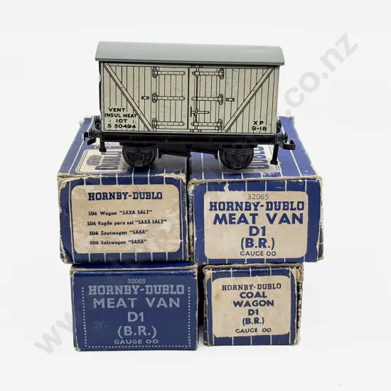 Hornby Dublo Boxed Four Rolling Stock Wagons - light age wear