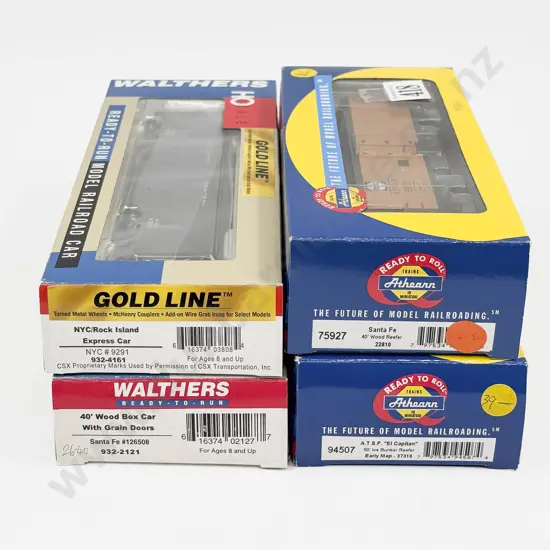 Walthers and Athearn HO Four Rolling Stock Box Cars