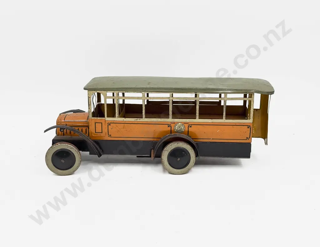 Burnett Ltd London Printed Tinplate Clockwork Bus Image 1++