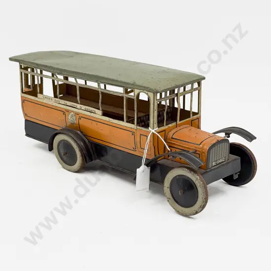Burnett Ltd London Printed Tinplate Clockwork Bus