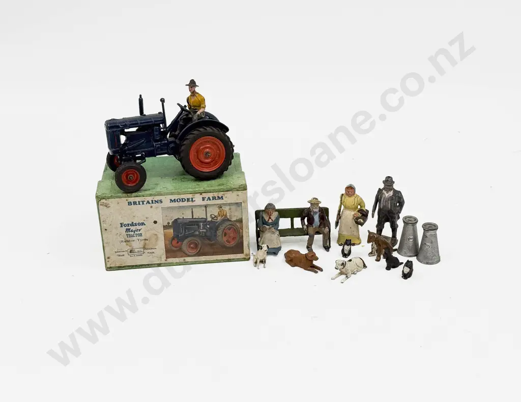 Boxed Britains Model Farm No128F Fordson Major Tractor with Small Qty Farm Figures (12) Image 1++