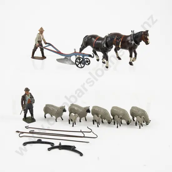 Britains Ploughing Team and Shepherd with Flock of Sheep and Lambs