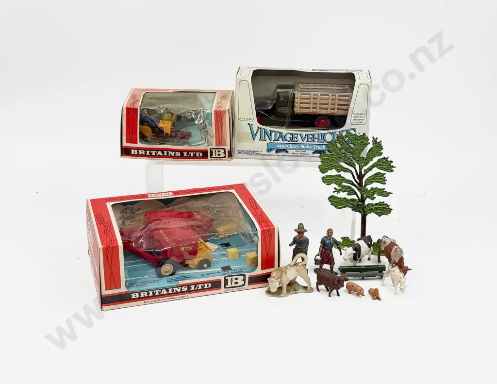 Britains Boxed Farm Implements 9556 Hay Bailer 9552 Transplanter Image 1++