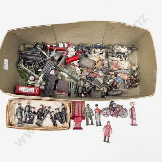 Collection Early Diecast Mixed Manufacture Railway Station Accessories & People including Britians