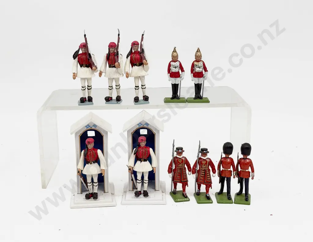 Six Britians Palace Guard Soldiers with Five Plastic Greek Evzones Uniform Soldiers Image 1++