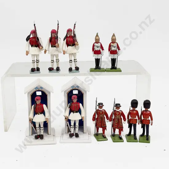Six Britians Palace Guard Soldiers with Five Plastic Greek Evzones Uniform Soldiers