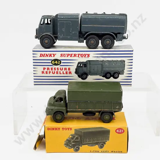 Dinky 642 Pressure Refueller and 621 3-Ton Army Wagon some condition faults