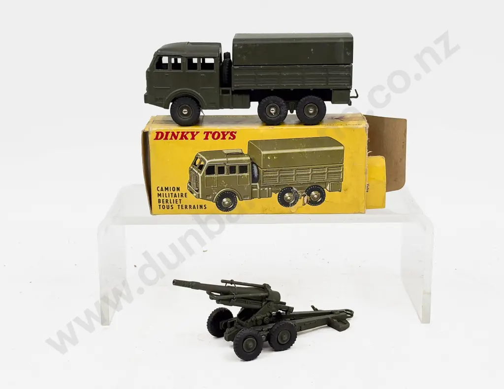 Boxed Dinky Made in France 818 Camion Militaire Berliet Tous Terrains and Unboxed 80E Gun Image 1++