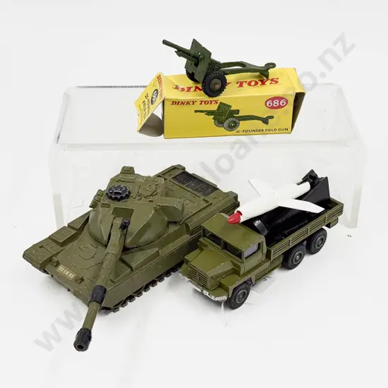 Dinky Unboxed 683 Chieftain Tank - 620 Berlet Gazele Missile Launcher - Boxed 686 Gun