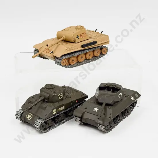Three Solido Unboxed Tank Models - Tank Destroyer M10 - Sherman - Panther G