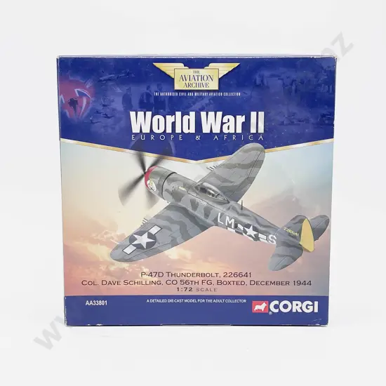Boxed Corgi Aviation Archive AA33801 WWII Europe & Africa P-47D Thunderbolt 226641 Col. Dave Schilling