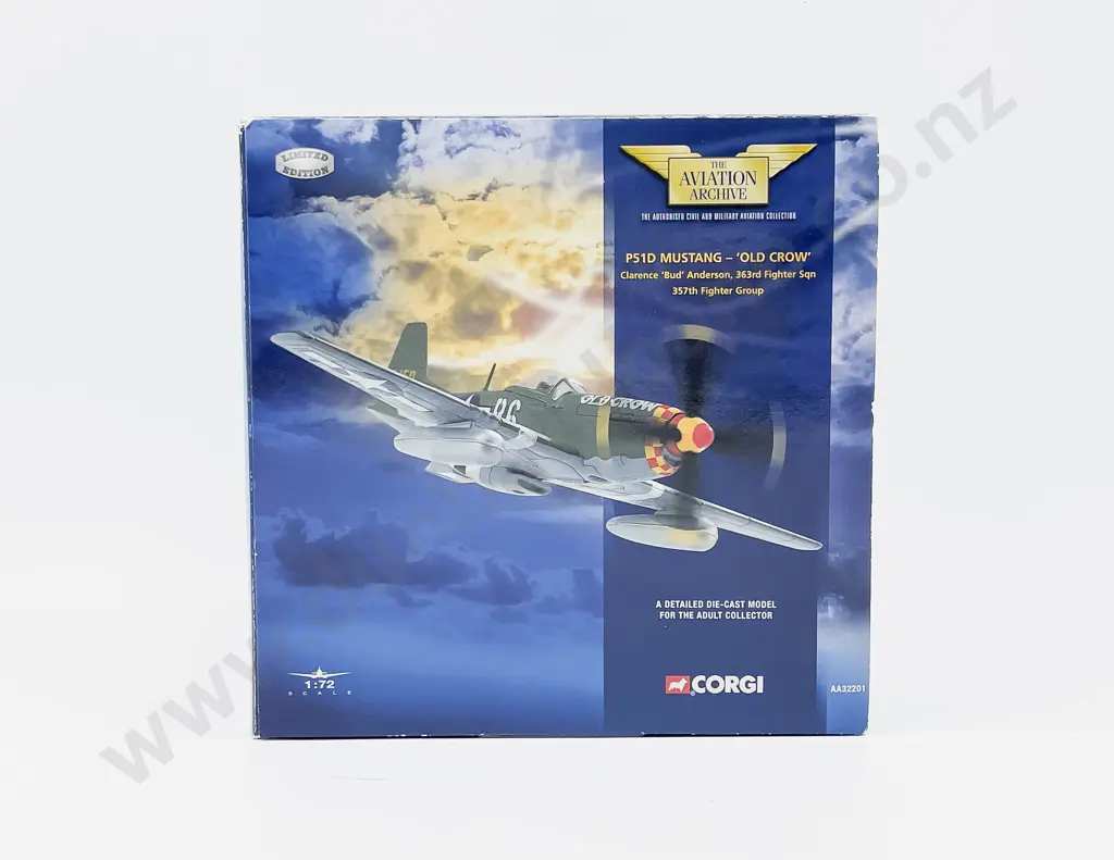 Boxed Corgi Aviation Archive AA32201 P-51D Mustang 'Old Crow' Clarence 'Bud' Anderson Image 1++