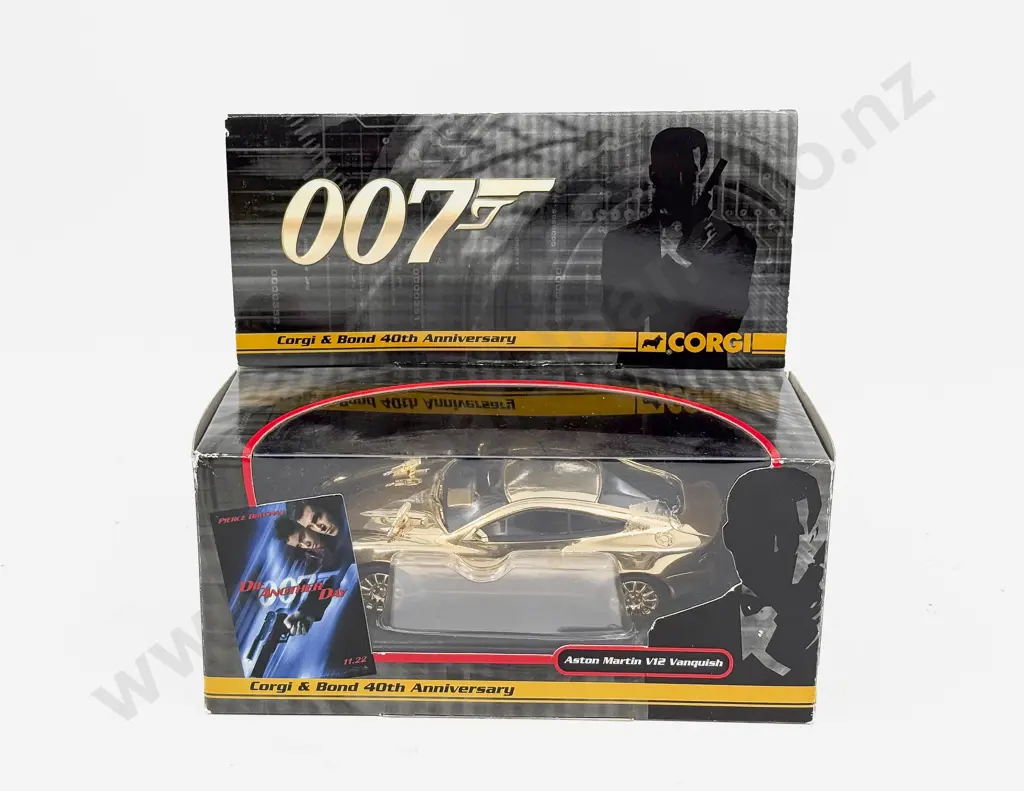 Corgi Boxed Bond Die Another Day Aston Martin V12 Vanquish 40th Anniversary Gold Model Image 1++