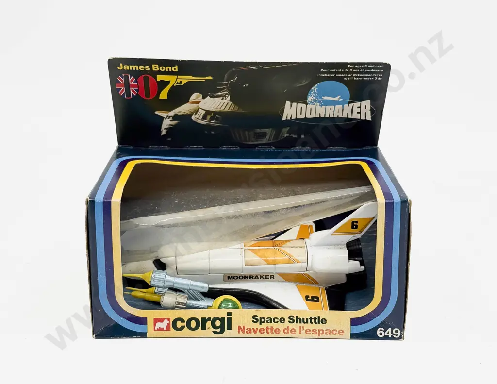 Boxed Corgi 1979 649 James Bond 007 Moonraker Space Shuttle with Satellite Image 1++