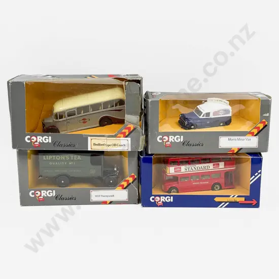 Four Corgi Classics Grey Cars - Standard - Liptons Tea - Smiths