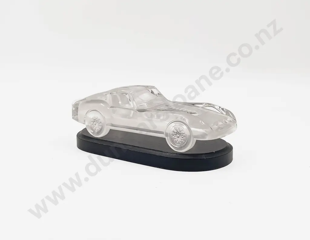 Glass Sports Car Desk Model on Black Wooden Stand 18cm L Image 1++